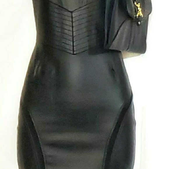 Sexy Black Faux Leather Dress - Picture 2 of 3